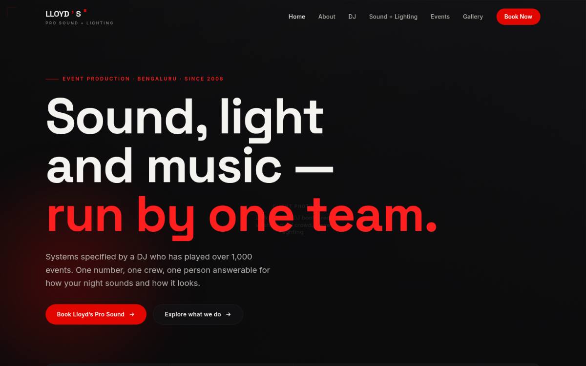 Lloyd’s Pro Sound & Lighting homepage